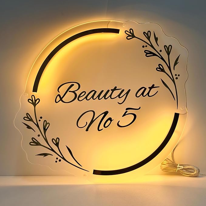 Custom Business Logo Neon Sign - Personalized Backlit Floating Sign with Illuminated Metal & Acrylic, Custom Storefront Logo Light for Salon, Nail, Hair Studio, Office, Bar & Shop Decor