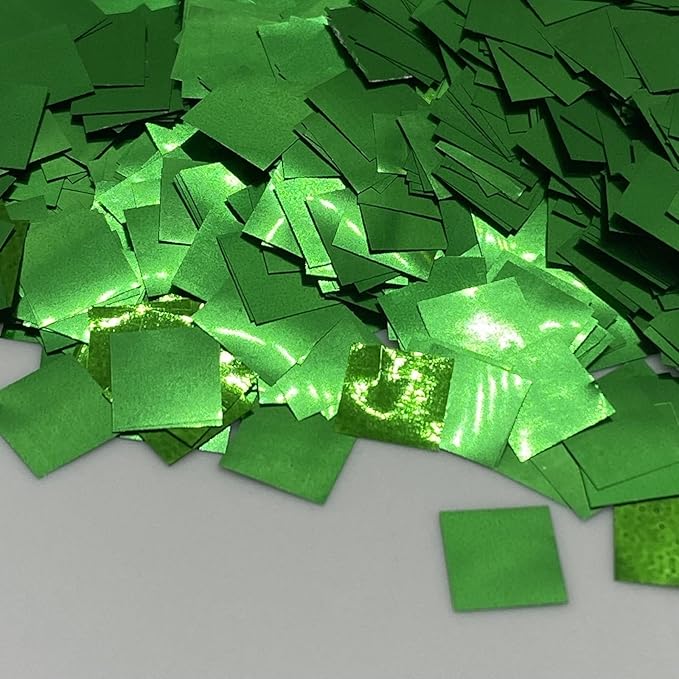 Ultimate Confetti, Fluttering Green Mylar Shiny Foil Metallic Confetti Squares - Lightweight and Slow-Falling Party Confetti for Cannon and Launcher Use - Best for Celebrations - 1 lb, 16 oz