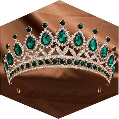 FORSEVEN Crystal Tiaras and Crowns for Women - Wedding and Birthday Party Princess Crown Hair Accessories - Bride Rhinestone Headband Halloween Decorations Hairband