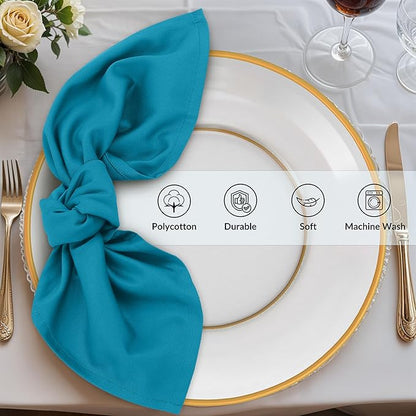 Zoyer Cloth Napkins Set of 4, 18x18 Inches Cotton Enrich Napkins Cloth ‎Washable, Soft & Durable Dinner Napkins for Parties, Wedding, Christmas, ‎Thanksgiving & Everyday Use - Teal