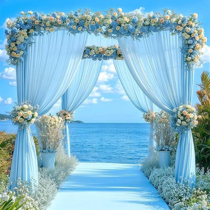 24 x 10ft Baby Blue Backdrop Curtains for Baby Shower, Photo Backdrop, Wrinkle Free, Soft, Long, 6 Panels