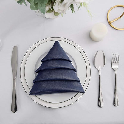 50pcs Polyester Cloth Napkins - 20 x 20 inch Navy Dinner Washable Napkins with Hemmed Edges for Restaurant/Wedding/Hotel(50,Navy)