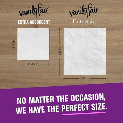 Vanity Fair Extra Absorbent Premium Paper Napkins, 160 Count, Disposable Napkins Made Soft And Strong For Messy Meals And Everyday Use