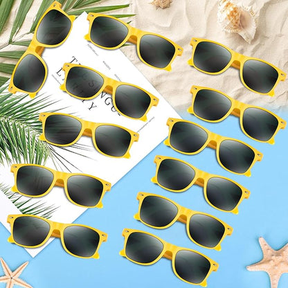 NEBURORA 6 Pack Yellow Neon Sunglasses Bulk Retro Colorful Party Glasses for Adult Men Women Birthday Wedding Summer Beach Pool Party Supplies