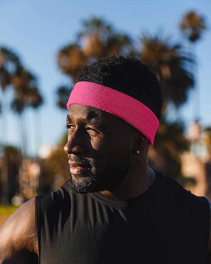 Suddora Workout Headband for Men and Women, Moisture-Wicking Athletic Sweatband, Lightweight Cotton Terry Cloth Bands for Basketball, Tennis, Football, Gym, Running, Cosplay & Costumes