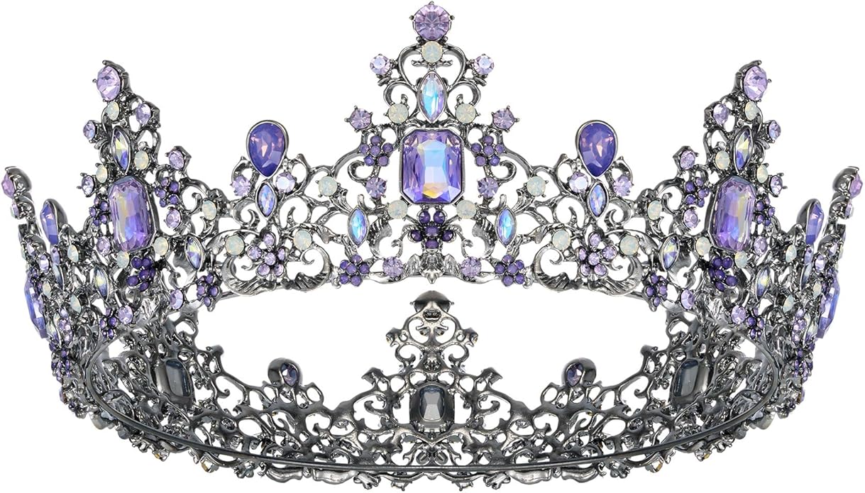 SWEETV Queen Crown for Women - Baroque Wedding Tiaras and Crowns,Jeweled Tiara Crown,Prom Birthday Halloween Hair Accessories