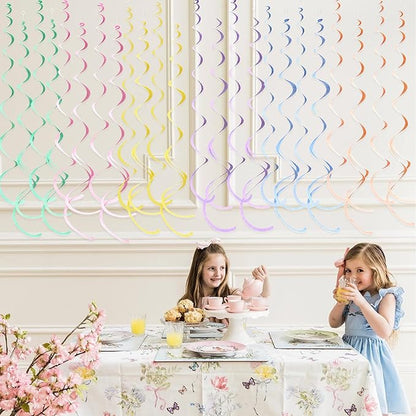 36 Pcs Pastel Hanging Swirl Decorations Pastel Color Felt Swirl Streamer Spiral Ceiling Decorations Garland for Macaron Colorful Birthday Wedding Baby Shower Easter Party Supplies