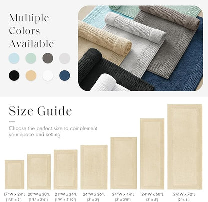 Madison Park Splendor Reversible 100% Cotton Tufted Bathroom Rug-3000 GSM Hotel Quality Luxurious Plush Medium Pile Bath Mat Absorbent, Quick Dry, Shower Room Décor, 20x30 Natural