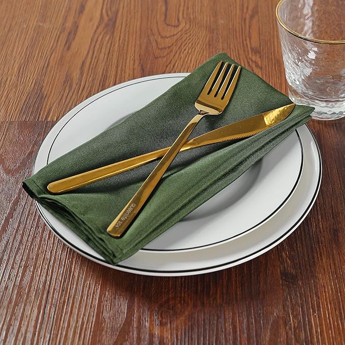 Cloth Napkins 17x17 inch Washable Polyester Dinner Napkins Soft Table Napkins for Wedding Party Dining Banquet(Willow,25PCS)