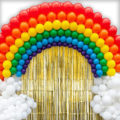 10 Pack Gold Fringe Curtain Party Backdrop, Gold Tinsel Backdrop, Decoration Supplies for Birthday, Holidays, Parties & More