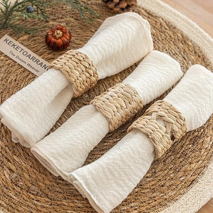 Cheesecloth Napkins 17x17 Inches Cloth Napkins Handmade Washable Reusable for Dinner Wedding Baby Bridal Shower Party Boho Decorations Bulk Set of 6 Ivory Cream White