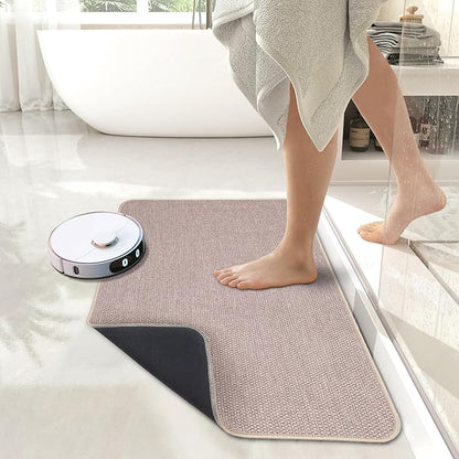 Bath Mat,Ultra Thin Bathroom Rugs,Rubber Bath Mats for Bathroom,No Slip Bath Rugs,Quick Dry,Machine Washable,Low Pile,Absorbent,Shower Outside,Sink,Home Decor Accessories.Beige,1'5"x2'3"(2 Pack)