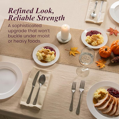 120 White Plastic Plates Disposable, Heavy Duty for Party - 60 Dinner Plates 10-Inch and 60 Salad Dessert Appetizer Plates 8-Inch, Hard Party Plate Elegant Holiday Parties, White Plates Disposable