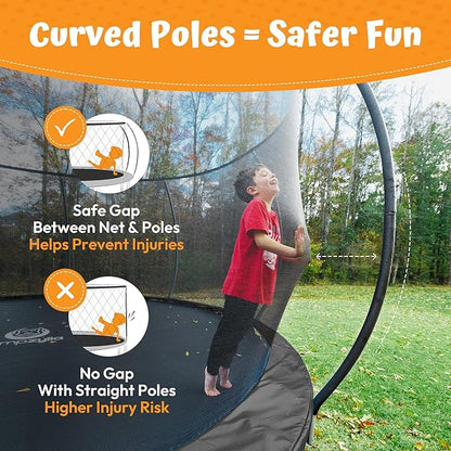 JUMPZYLLA Trampoline Outdoor 8FT 10FT 12FT 14FT 15FT 16FT with Enclosure and Ladder, ASTM Approved Recreational Trampoline for Kids and Adults, Anti-Rust Coated Frame