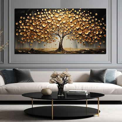 Gold Tree Wall Pictures for Living Room Large Print Painting Wall Art Bedroom Office Wall Decor 29 x 59 Inch Wrapped Canvas