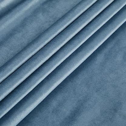 PRIMROSE Velvet Curtains 63 inch Long for Living Room,Set of 2 Panels Stone Grayish Blue Blackout Rod Pocket Back Tab Window Treatment Room Darkening Heavy Decorative Curtains Drapes for Bedroom