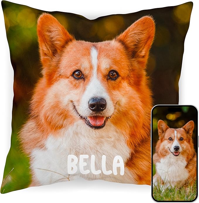 Be Burgundy Custom Photo Pillow Cover 16x16 Inch – Personalized Picture with Name or Text White Throw Pillow Case Add Your Own Photo Custom Gift for Family Pet Lovers Couples Friends
