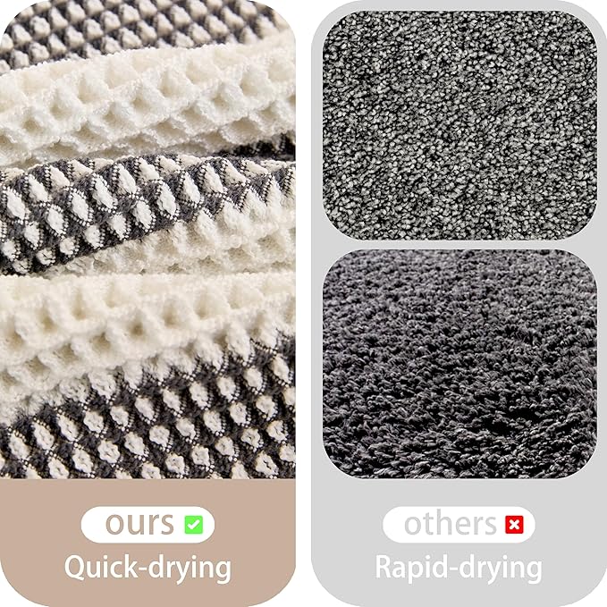 Waffle Bath Mat Non Slip, Boho Bathroom Rug, Super Absorbent Quick Dry Bathroom Mat, Soft Farmhouse Bath Rug with Tassels, Small Washable Shower Mats for Floor 20"x32", White and Black