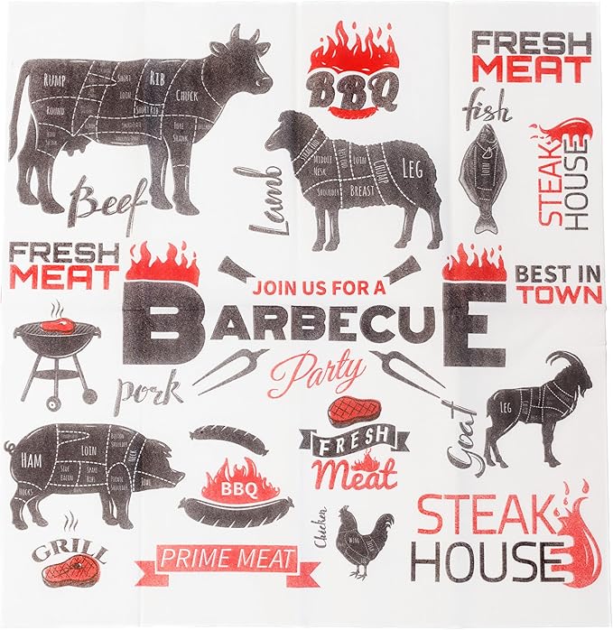 AMERICAN HOMESTEAD Paper Napkins - BBQ Disposable Linen-Like Dinner Napkins - Restaurant-Quality Table Serviettes for Weddings, Parties, and Events - 15.75" x 15.75" - 50 Count