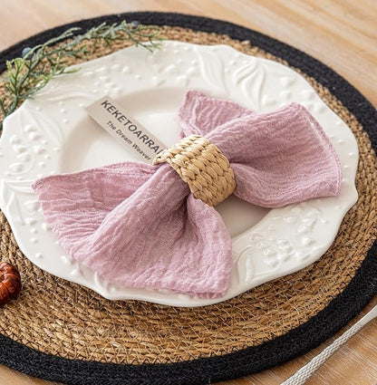 Cheesecloth Napkins 17x17 Inches Cloth Napkins Washable Reusable Handmade for Lunch Dinner Wedding Baby Bridal Shower Party Rustic Boho Decorations Bulk Set of 6 Dusty Rose