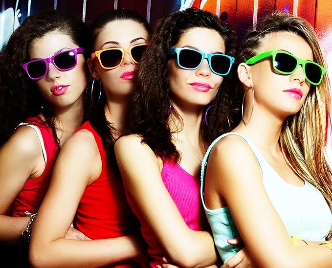 Fsmiling Neon Sunglasses Bulk Adult Party Sunglasses 80s Glasses Shades for Men Women Party Favors-30Pack,UV Protection