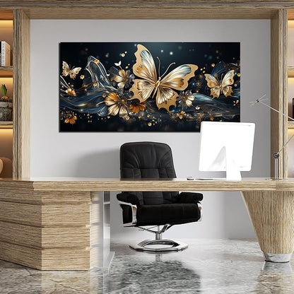 Gold Butterfly Wall Art Bedroom Teen Girl Room Decor Dorm Large Wall Art for Dorm Room Girl Ready to Hang 29 x 59 Inch