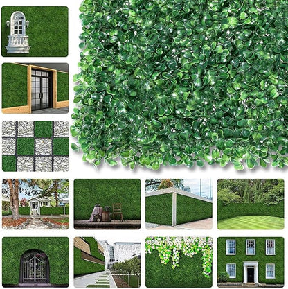 ZXMOTO 10" x 10" Artificial Boxwood Hedge Panels 24PCS Faux Greenery Wall Privacy Hedge Screen, Grass Wall Decoration Faux Greenery Wall Panel for Indoor Outdoor Garden Backyard Home Decor