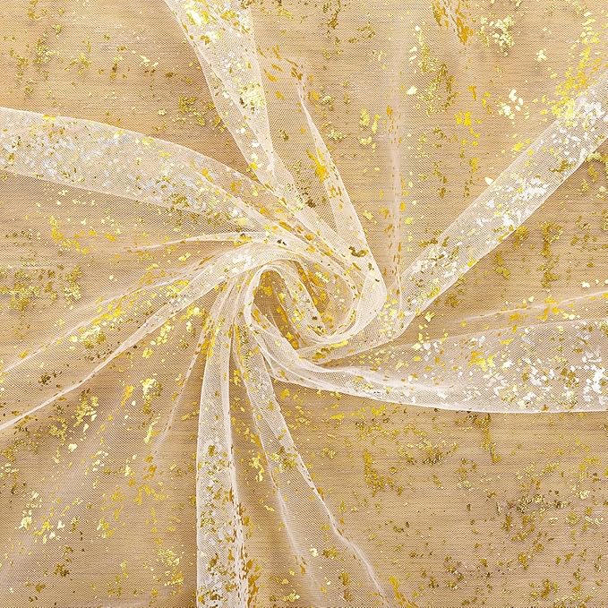 Beige Gold Table Runner 3 Pack Sheer Gauze Cheesecloth Runner 120 Inch Glitter Wedding Anniversary Party Decor for Dining Table Home Celebration