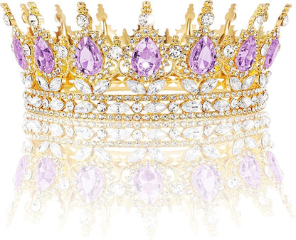 Gold Crown for Women, Crystal Queen Tiaras Headband Wedding Bridal Hair Accessories, Birthday Party Prom Cake Topper