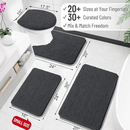 OLANLY Bathroom Rugs 35x24, Extra Soft Absorbent Chenille Bath Rugs, Rubber Backing Quick Dry, Machine Washable Bath Mats for Bathroom Floor, Tub and Shower, Home Decor Accessories, Dark Grey
