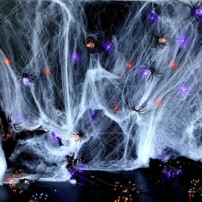 Halloween Decorations Spider Web Lights 8.6ft 30LED Purple Orange Fairy Lights Battery Operated Fall Lights with Remote Timer 8 Modes Net Light for Fall Halloween Outdoor Haunted House Decor