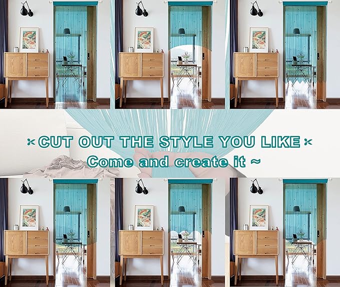 YIIBAII Door String Curtains Fringe Door Curtains for Doorways Window Room Decoration Living Room Divider(39"x79", Blue)