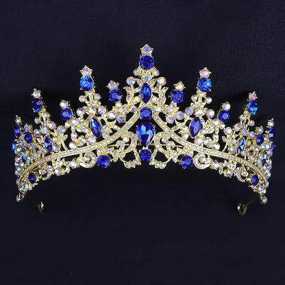 COCIDE Blue Crowns fpr Women Tiaras for Women Royal Blue Crown Hair Accessories Princess Halloween Cosplay Birthday Pageant Bride Headpieces Wedding Bridal