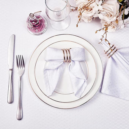 Cloth Napkins Set of 8 – Square 17x17 Inch Jacquard Fabric Polyester Washable Reusable Cloth Napkins for Kitchen Dinner Dining Restaurants Wedding Party Banquet Table (White)