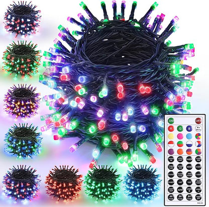 Joomer Christmas String Lights - 100FT 300LED RGB String Lights with Remote, Waterproof Outdoor Indoor with Timer Memory Function for Tree, Yard, Christmas Decor (Non-Connectable)