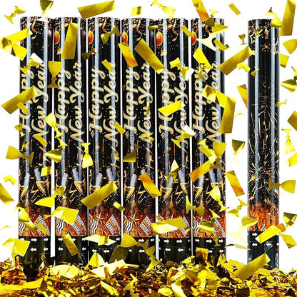 16 inch Christmas Thanksgivings New Years Eve Confetti Poppers,Golden Confettis Cannons Bulk with Gold Paper &Cup Design for Thanksgiving Parade Xmas Party Favor Supplies New Year's Eve celebration