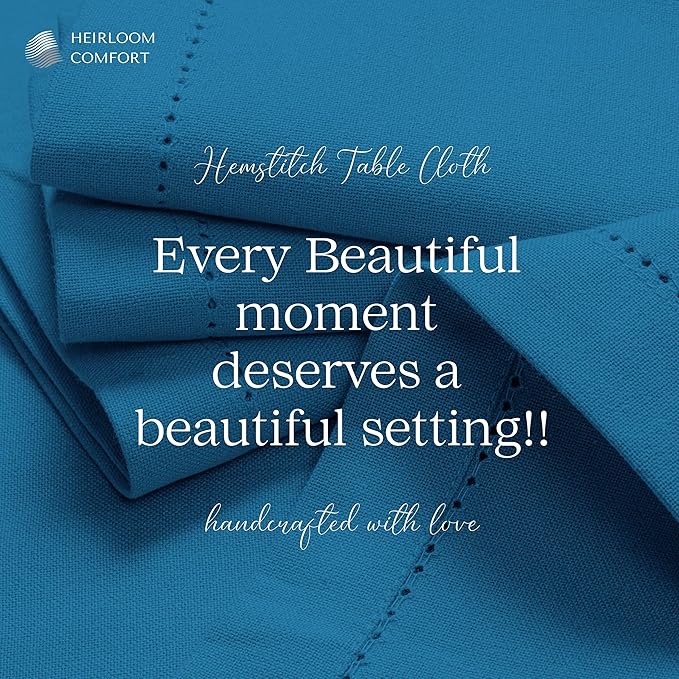 Turquoise Blue Tablecloth, Table Cover 60x102 Inch, 100% Cotton, Fits 8-10 Seats, Durable, Washable, Wrinkle Resistant, Rectangle Table Cloth for Dining, Party, Events, Outdoor Use