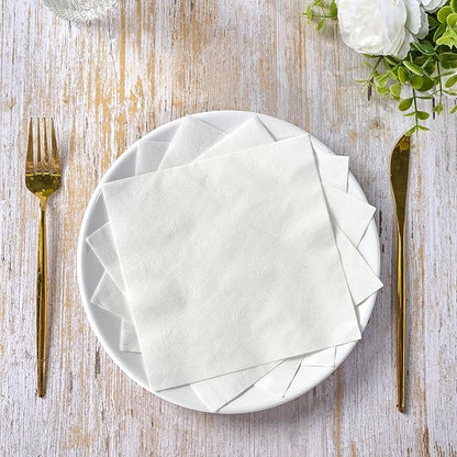 JollyPack 2000 Count White Paper Napkins - 1-Ply 6.5 x 6.5 Folded Bulk Disposable Beverage Cocktail Napkins, Dinner Paper for Restaurants, Bars and Parties - 13 x 13 Unfolded