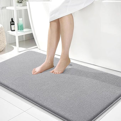OLANLY Thick Memory Foam Bath Mat Rug 45x27, Extra Soft Absorbent Bathroom Rug, Quick Dry Bath Mats, Non-Slip, Machine Washable Carpet for Bathroom, Tub and Shower, Home Decor Accessories, Grey