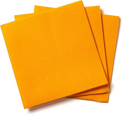 AH AMERICAN HOMESTEAD Paper Cocktail Napkins - Linen-Like Disposable Beverage Bar Napkins 4.75" x 4.75" - Bulk Square Napkins - Ideal for Party or Wedding (Orange/Curry -100 Count)