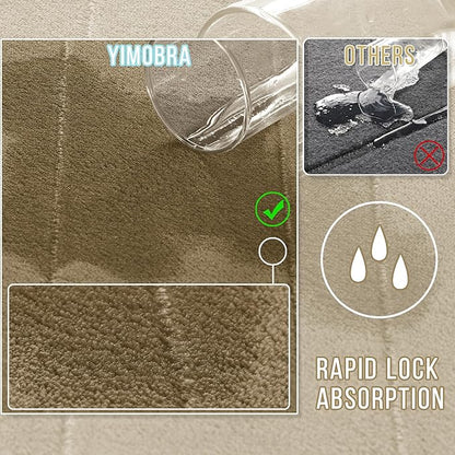 Yimobra Large Bath Mat 36"x24", Super Soft Quick Dry Memory Foam Bathroom Rug, Water Absorbent, Non Slip Backing Machine Washable for Tub Shower, Thick Comfort Support, Pale Khaki