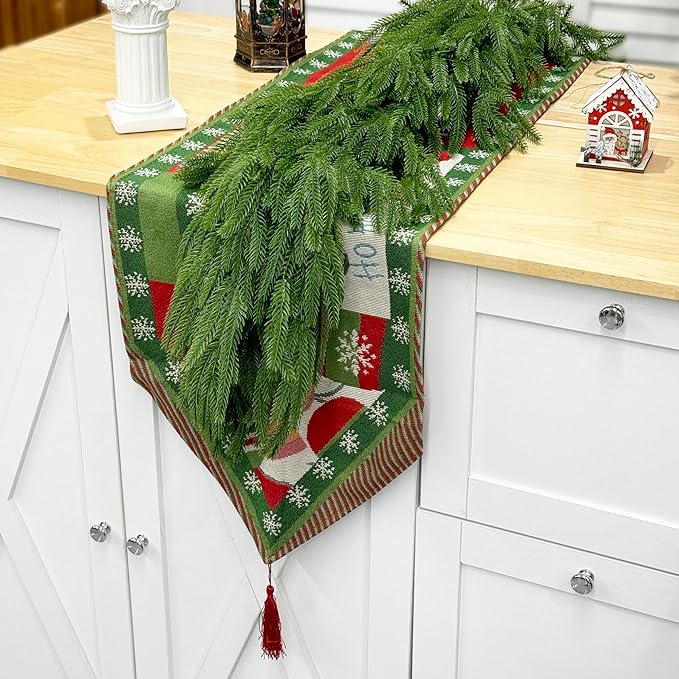 TOKCARE 6FT Real Touch Norfolk Pine Garland, 2 Pcs Artificial Christmas Greenery Garland for Mantle, Fireplace, Table, Indoor Outdoor Xmas Decor