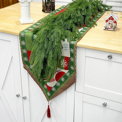 TOKCARE 6FT Real Touch Norfolk Pine Garland, 2 Pcs Artificial Christmas Greenery Garland for Mantle, Fireplace, Table, Indoor Outdoor Xmas Decor