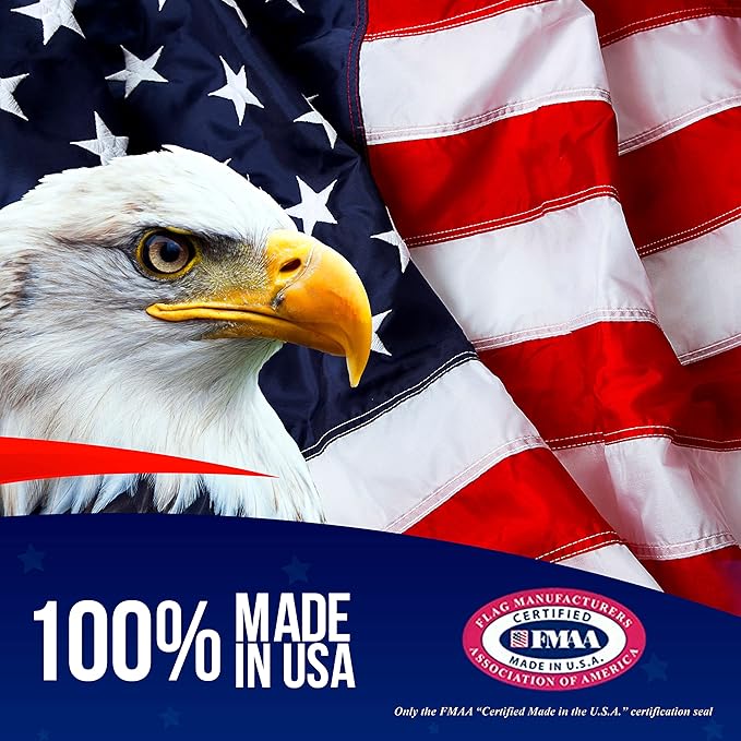 American Flag | American Flags for Outside 8X12 |100% Made in USA Flag - Premium US Flag 8X12 Heavy Duty Outdoor with Embroidered Stars and Sewn Stripes.