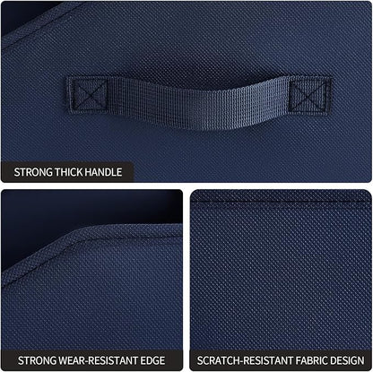 Closet Baskets for Shelves Trapezoid - Decorative Storage Baskets with Handle, Closet Bins for Organization, Shelf Storage Bins for Clothes, Books, Home, Office, 3 Pack, Navy Blue