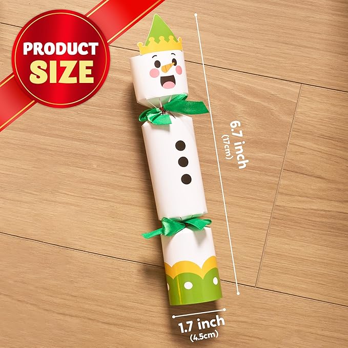 JOYIN 10 Pack Christmas Non-Snap Party Favor, Colorful Snowman Table Favor Includes Party Hat, Jokes & Gifts, Christmas Table Decorations for Holiday Dinner Traditions Party Supplies