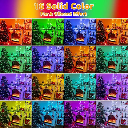 Ollny RGB Christmas Lights 100 LEDs 33 FT Clear Wire, 130 Modes Color Changing Connectable Christmas Tree Lights with Remote, Timer & Waterproof, Outdoor Xmas String Light for House Decorations