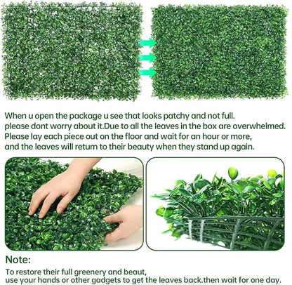 ZXMOTO Artificial Boxwood Hedge Panels 36PCS Topiary Hedge Plant Faux Grass Wall Decoration Faux Greenery Wall Panel for Indoor Outdoor Garden Backyard Decor (23.6"x15.7"(36 Pack))
