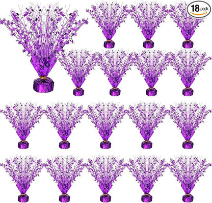 Crowye 18 Pcs Foil Spray Centerpiece Christmas Party Winter Star Table Decoration Burst Metallic Table Centerpieces for Birthday Party Season Holiday(Purple)
