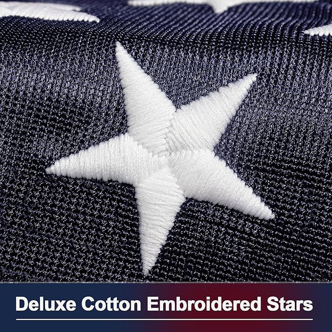 Knit Polyester American Flag 5x8 FT Outdoor Heavy Duty Luxury TearProof Series, American Flags 5x8 for Outside, USA US Flag with Wind Tunnel and Glow Effect, Embroidered Stars, Brass Grommets